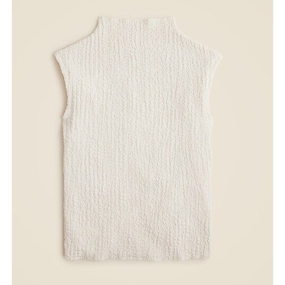 J.Crew Textured Bubble Knit Mockneck Sleeveless Top Women’s Cream Polyester S - Picture 3 of 11
